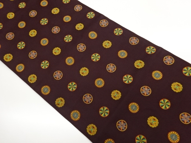 JAPANESE KIMONO / NAGOYA OBI / WOVEN ROUNDEL WITH GEOMETRIC